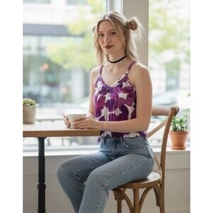 Vintage American Eagle Y2k Floral Sheet Tank Top S Tunic